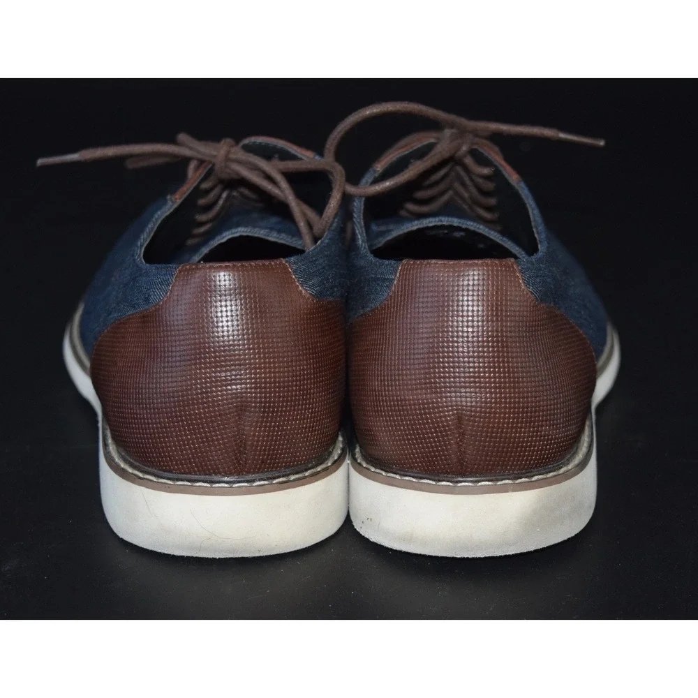 Steve Madden Oxford Shoes Mens 12 Blue Brown Good Denim Faux Leather WM911156
